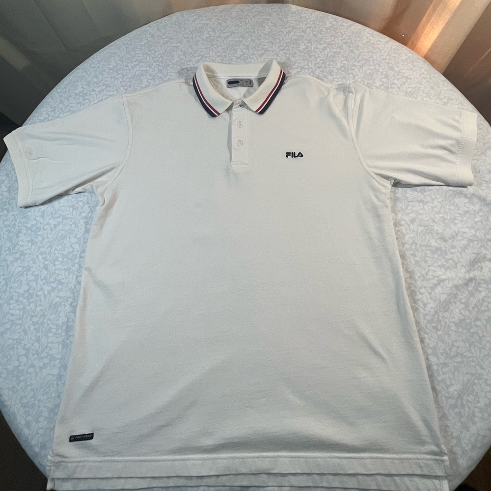 Retro vintage Y2K Fila 2 stripe collar Polo Shirt Men’s Large fits XL ugc!